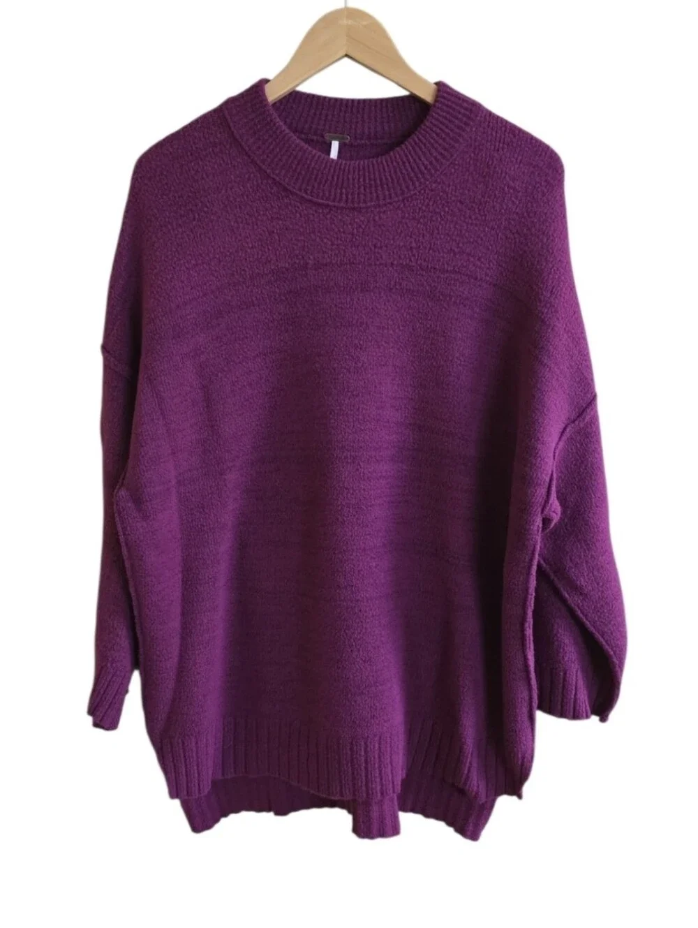 Free People Peaches Plum Caspia Oversized Tunic Sweater. Size XS/Runs Very Large